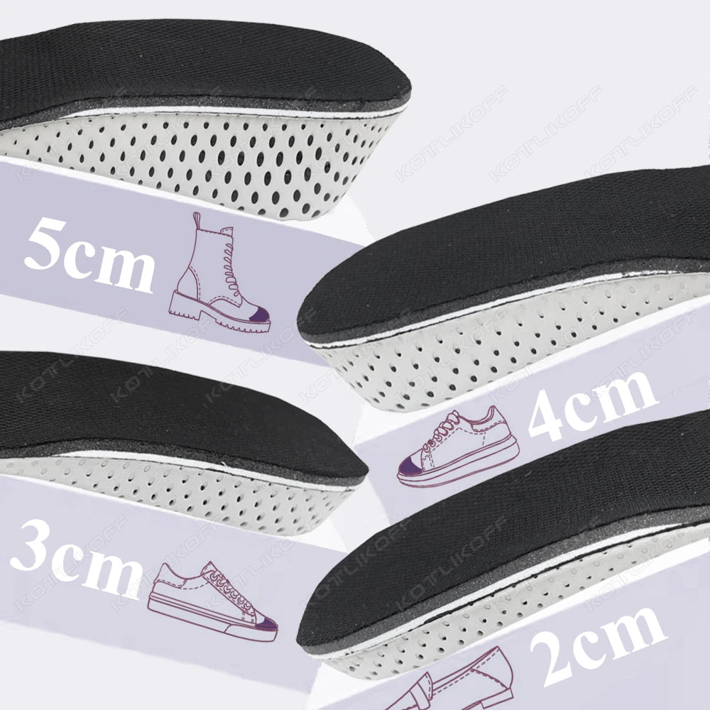 1/2 Pairs Ultralight Breathable Height Increase Half Insole Heel Heighten 2-5cm Height Increase Sport Cushion Unisex Shoe Pads