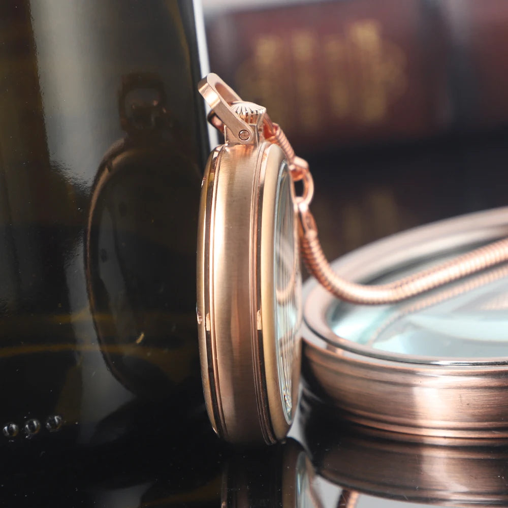 New Luxury Antique Pocket Watch Mechanical Wind Water Resistance Full Steel Pocket Fob Watch Christmas Birthday Collection Gift