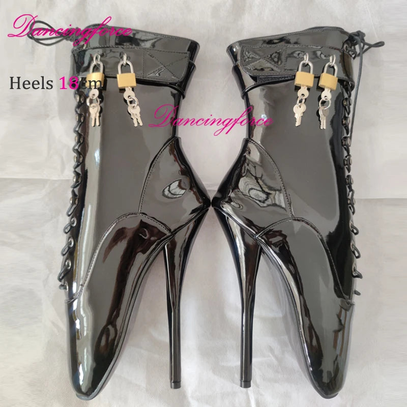 18cm/7.2-inch Super High Heels Ballet Ankle Boots SM Games Ultra High Fashion Ballet Shoes Lace Lock Size Eu36-46