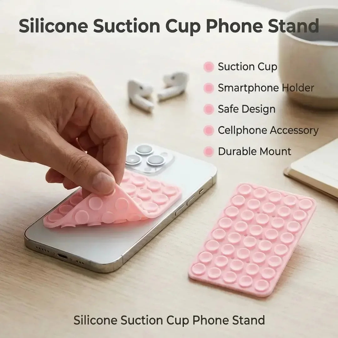Silicone Phone Grip for iPhone & Android Hands-Free Cell Phone Holder with 40 Strong Suction Cups for Selfies Videos & Mobile Fidget Mirror Holder - Cellphone