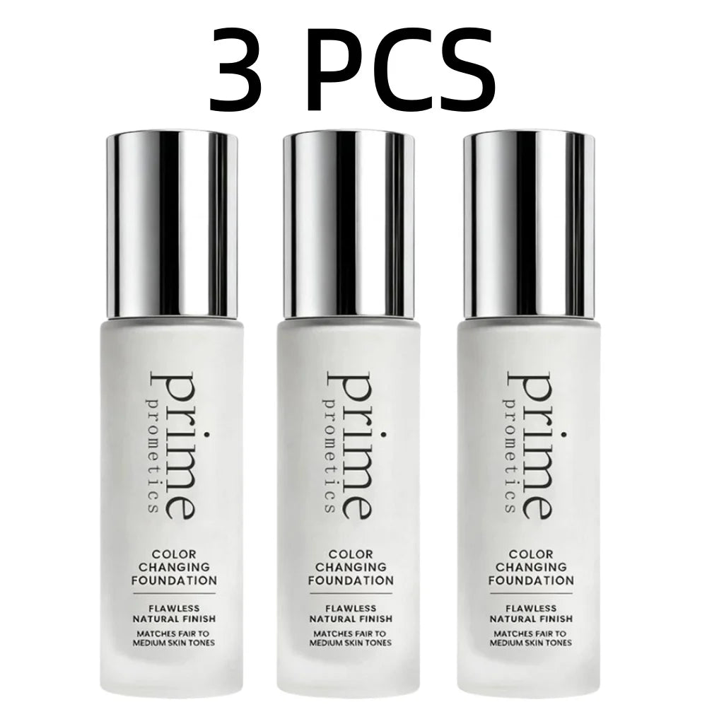 Prime Prometics Color Changing Foundation 30ml Tone Matching Liquid Makeup Flawless Natural Finish Waterproof Face Base Cream