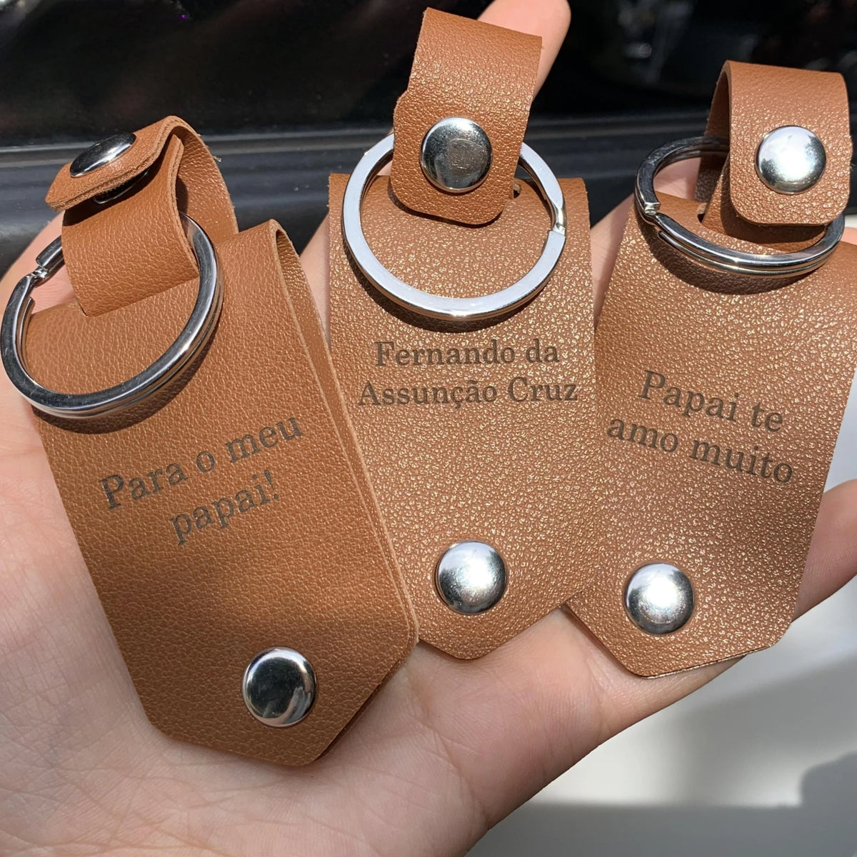 Leather Keychain Photo UV Color Printing Custom KeyChain Personalized Text Engraved Calendar Date Customized Jewelry Stainless
