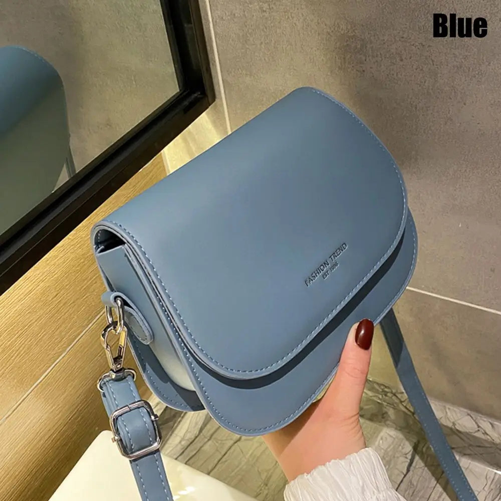 Women Simple Solid Color Saddle Shoulder Bag Crossbody Bag Flap Messenger Bag Women's Handbags