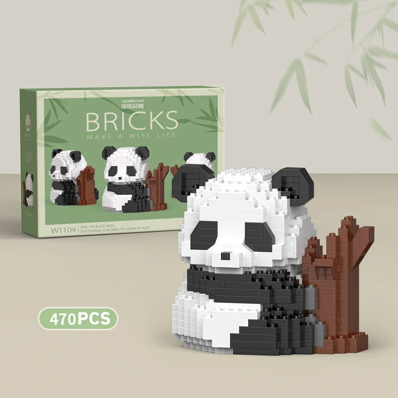 Creative DIY Assemable Animal Cute MINI Chinese Style Animal Panda Building Block Educational Boy Toys For Children Model Bricks