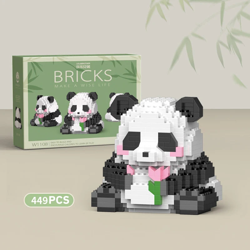 Creative DIY Assemable Animal Cute MINI Chinese Style Animal Panda Building Block Educational Boy Toys For Children Model Bricks