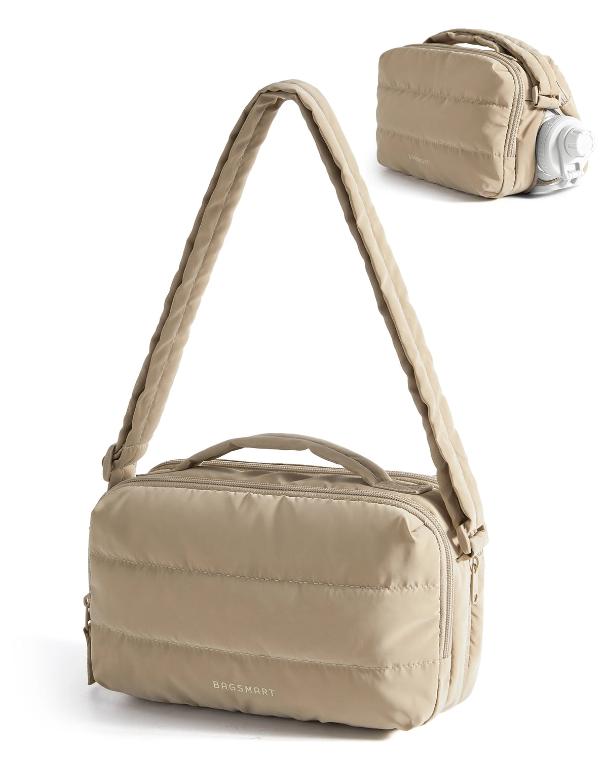 BAGSMART Women's Bags Travel Crossbody Bag with Expandable Bottle Pocket Water-Resistant Student Harajuku Shulder Bag