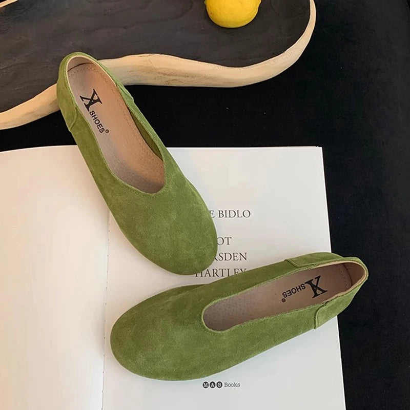 SUOJIALUN 2025 Spring New Women Flat Shoes Fashion Round Toe Slip On Ladies Casual Laofer Shoes Soft Flat Heel Outdoor Boat Shoe
