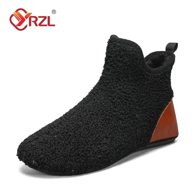 YRZL Winter Cotton Shoes Men High Top Warm Slip on Lightweight Slippers Men Plush Indoor Cotton Loafers Men Winter Warm Shoes