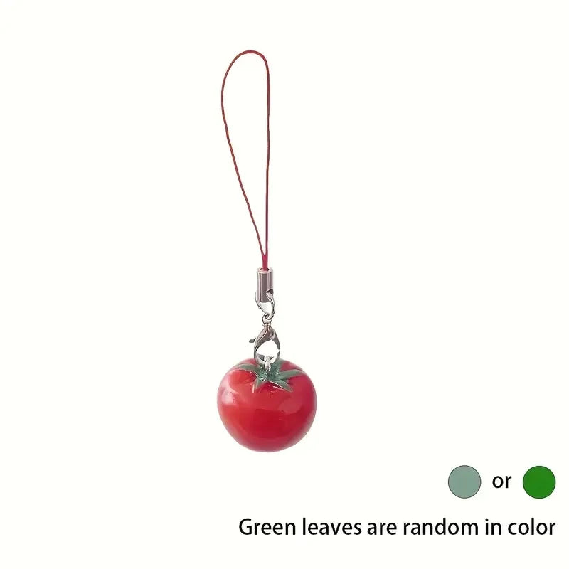 Realistic Tomato Fruit Phone Charm Keychain Resin Material Perfect for Backpacks Cell Phones and Key Chain Pendant Accessories