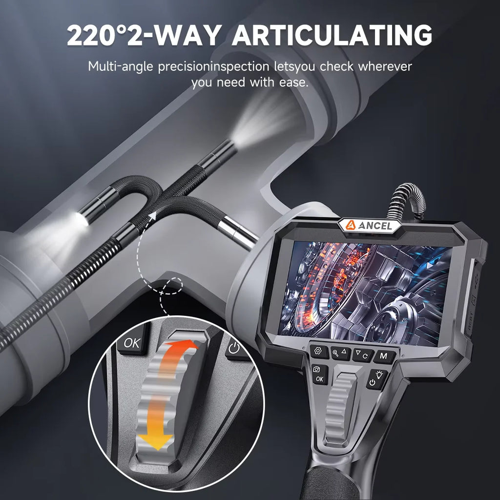 2-Way 210° 1080P 6LED Endoscope Inspection Snake Camera 210° 6.2mm Articulating Borescope  Industrial Endoscope Camera
