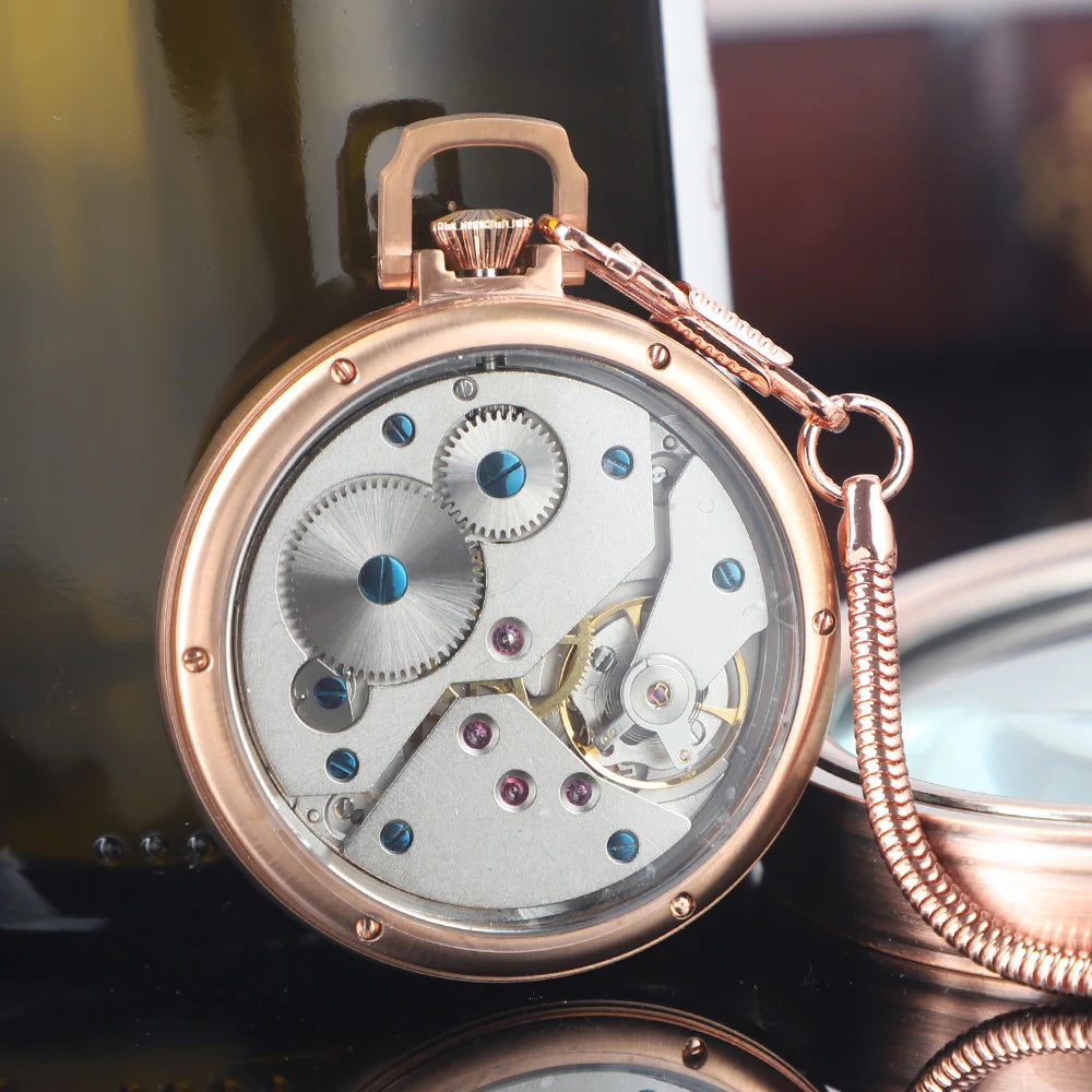 New Luxury Antique Pocket Watch Mechanical Wind Water Resistance Full Steel Pocket Fob Watch Christmas Birthday Collection Gift