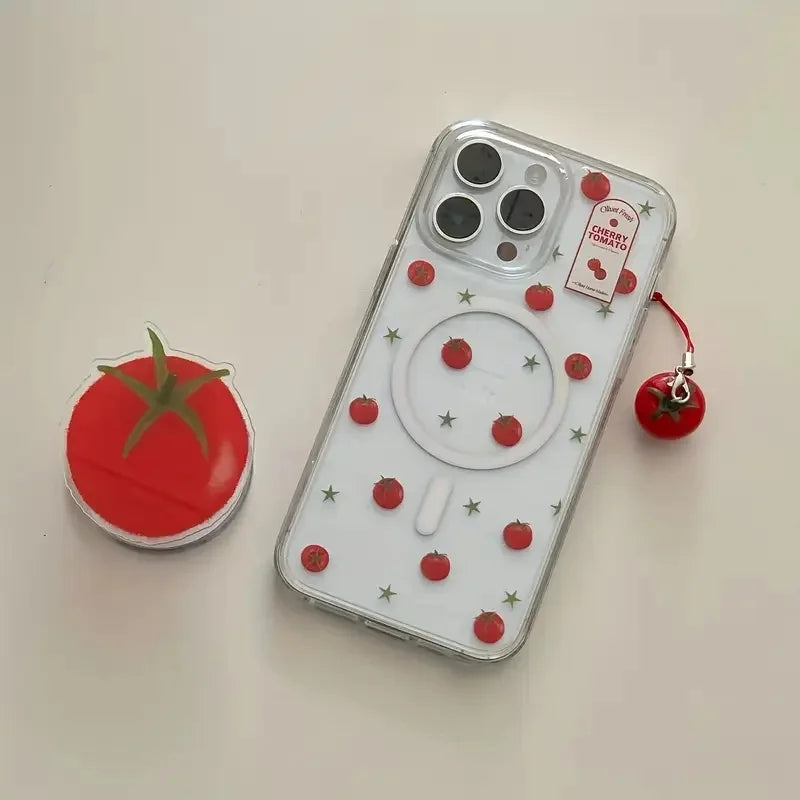 Realistic Tomato Fruit Phone Charm Keychain Resin Material Perfect for Backpacks Cell Phones and Key Chain Pendant Accessories