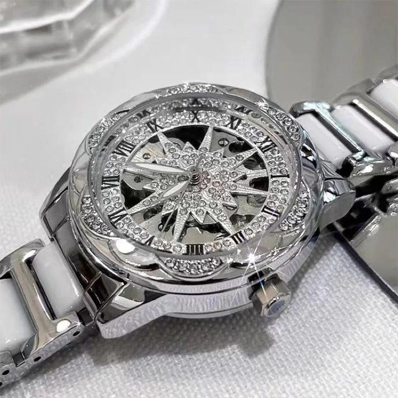 Woman Watch Elegant 2026 Wristwatches Skeleton Circular Dial Ladies Quartz Diamond Watch Luxury Fashion Watches for Girlfriend