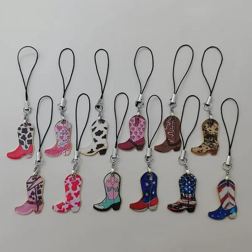 12pcs Western cowboy boot lanyard, suitable for mobile phones, bags, and ideal gifts for family and friends