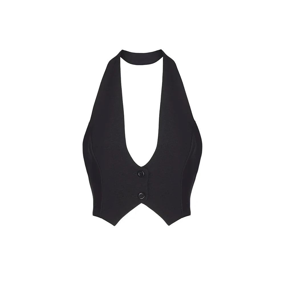 Bornladies Summer New Sexy Backless Neck Hanging Vest Women's Solid Color Lace Up Hot Girl Sleeveless Tanks Female Fashion Camis