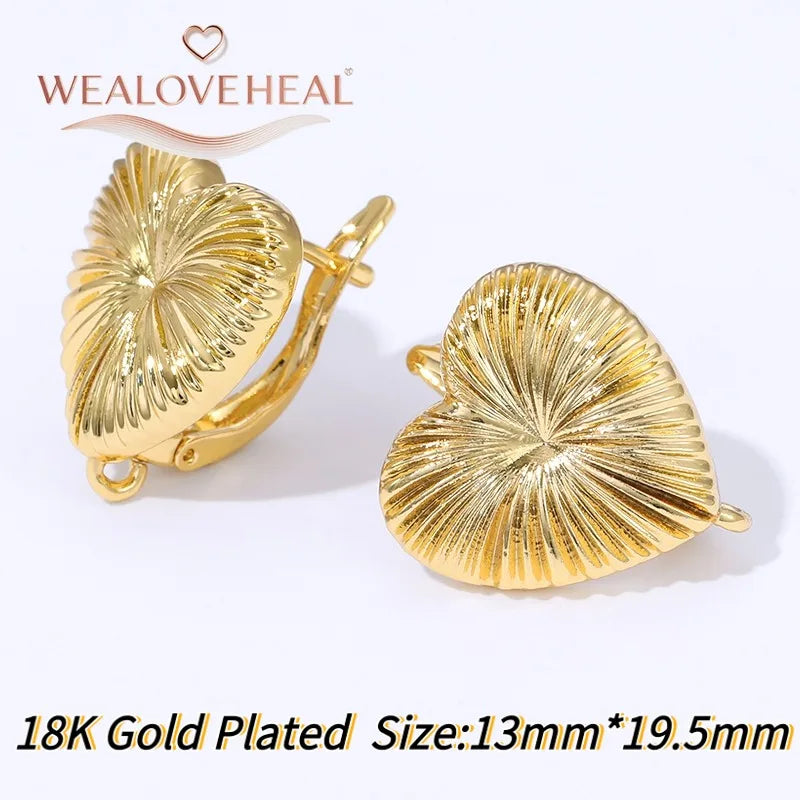 18K Gold Plated Brass Metal Leverback Earwire,Handmade DIY Earrings Findings Accessories, High Quality Heart Earring Hook Clasps
