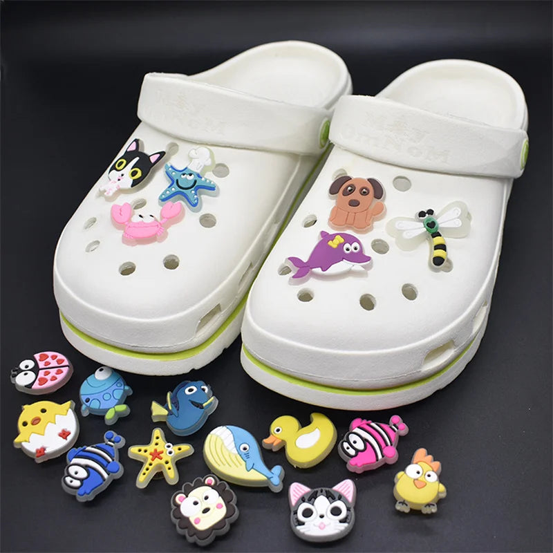 PVC glowing in dark  Shoe Decoration Buckle Charm Accessories 1pcs bling duck rubbit animal DIY Combination for clog DIY