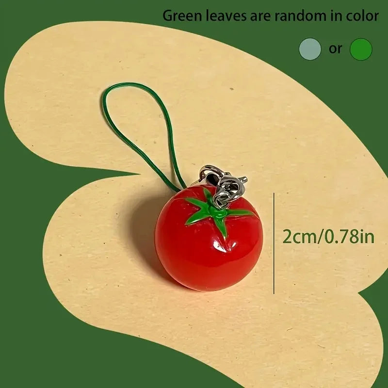 Realistic Tomato Fruit Phone Charm Keychain Resin Material Perfect for Backpacks Cell Phones and Key Chain Pendant Accessories