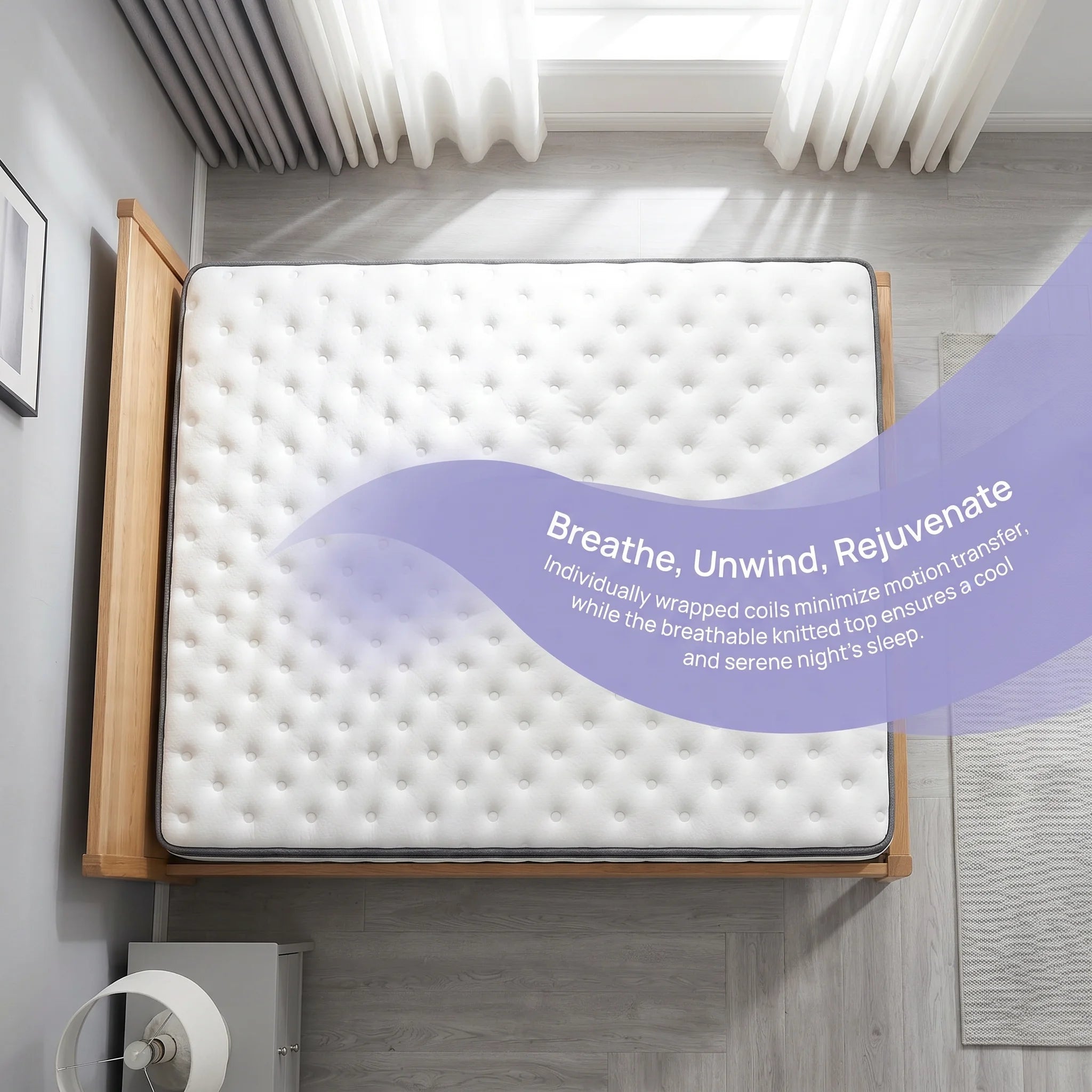 Comanlai 90×200 cm Spring Mattress,25 cm Thick, Three-Sided Pocket Springs,3D Breathable Design for Comfortable Supportive Sleep