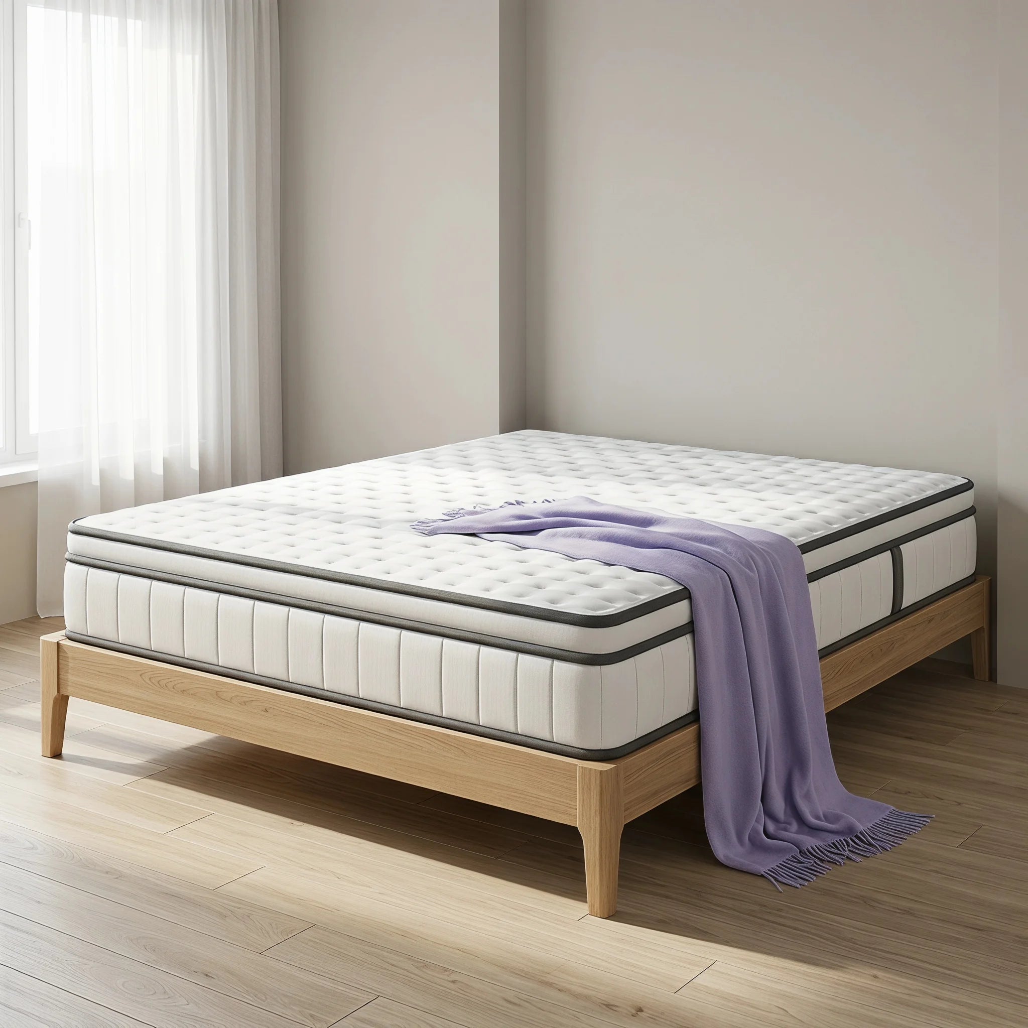 Comanlai 90×200 cm Spring Mattress,25 cm Thick, Three-Sided Pocket Springs,3D Breathable Design for Comfortable Supportive Sleep