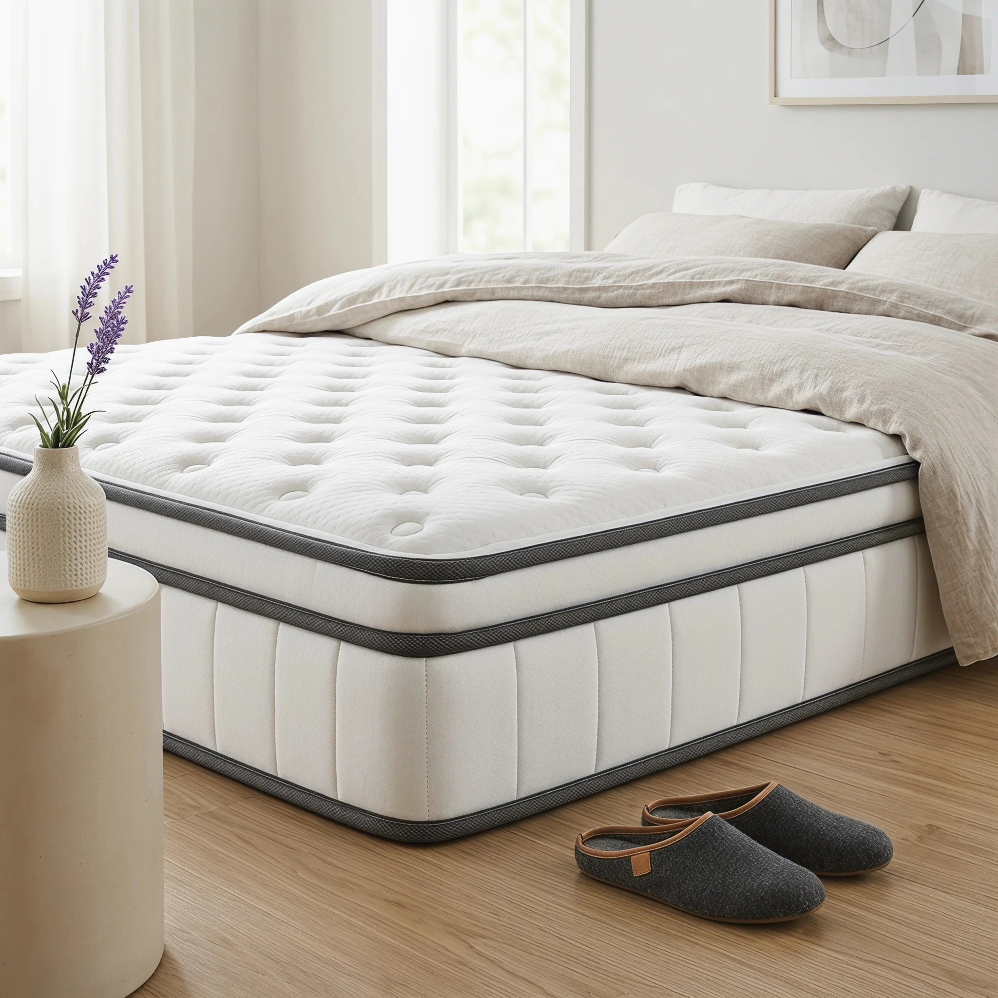 Comanlai 90×200 cm Spring Mattress,25 cm Thick, Three-Sided Pocket Springs,3D Breathable Design for Comfortable Supportive Sleep