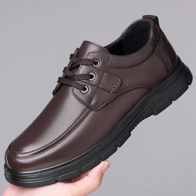 Retro Men Business Luxury Brand Loafers Breathable Slip on Italian Driving Shoes Genuine Leather Soft Soled Lace-up Leather Shoe