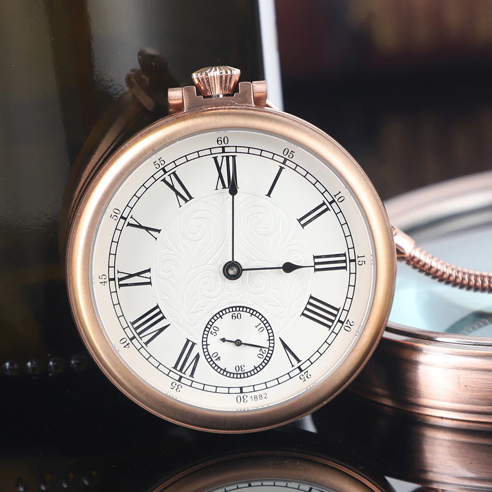New Luxury Antique Pocket Watch Mechanical Wind Water Resistance Full Steel Pocket Fob Watch Christmas Birthday Collection Gift
