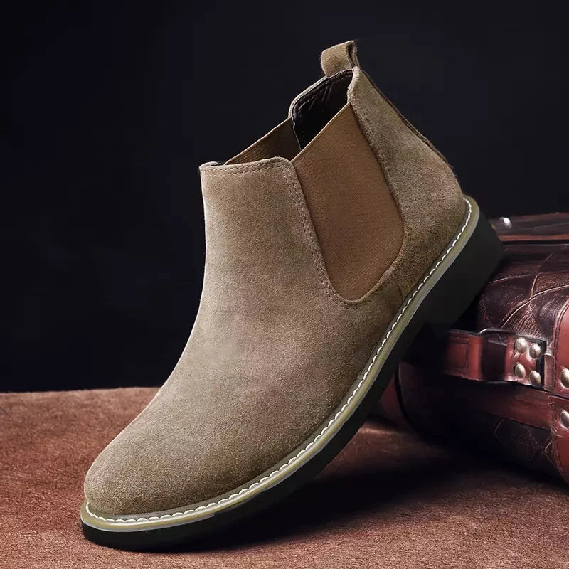 2023Casual shoes man  New Fashion Casual Men Ankle Chelsea Boots Male Shoes Cow Suede Leather Slip On Motorcycle Man Boot