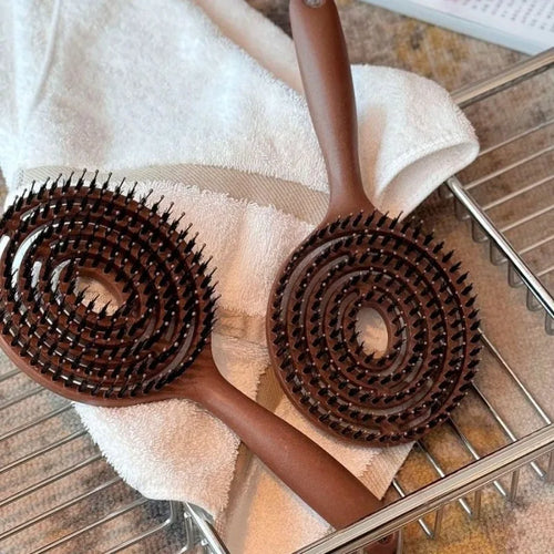 1Pc Boar Bristle Round Detangling Hair Brush for Volume Scalp Care Massage Women Wet Curly Comb Salon Hairdressing Styling Tools