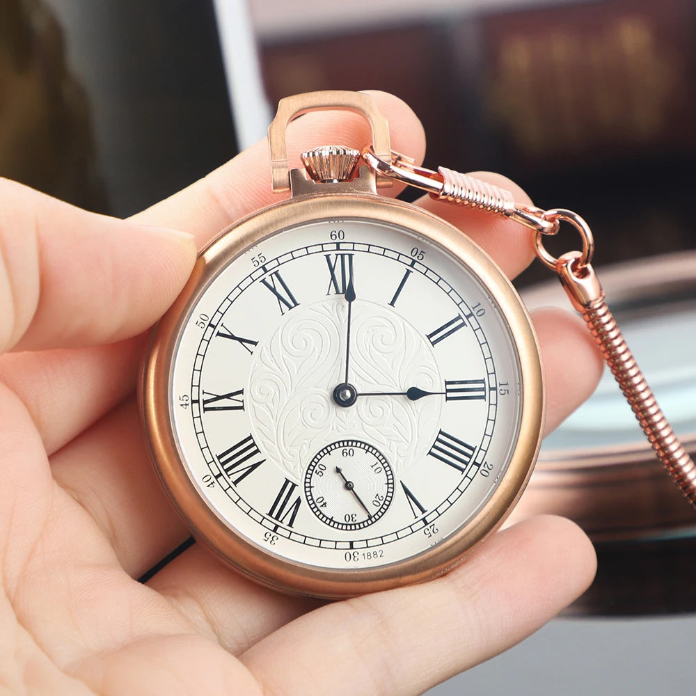 New Luxury Antique Pocket Watch Mechanical Wind Water Resistance Full Steel Pocket Fob Watch Christmas Birthday Collection Gift