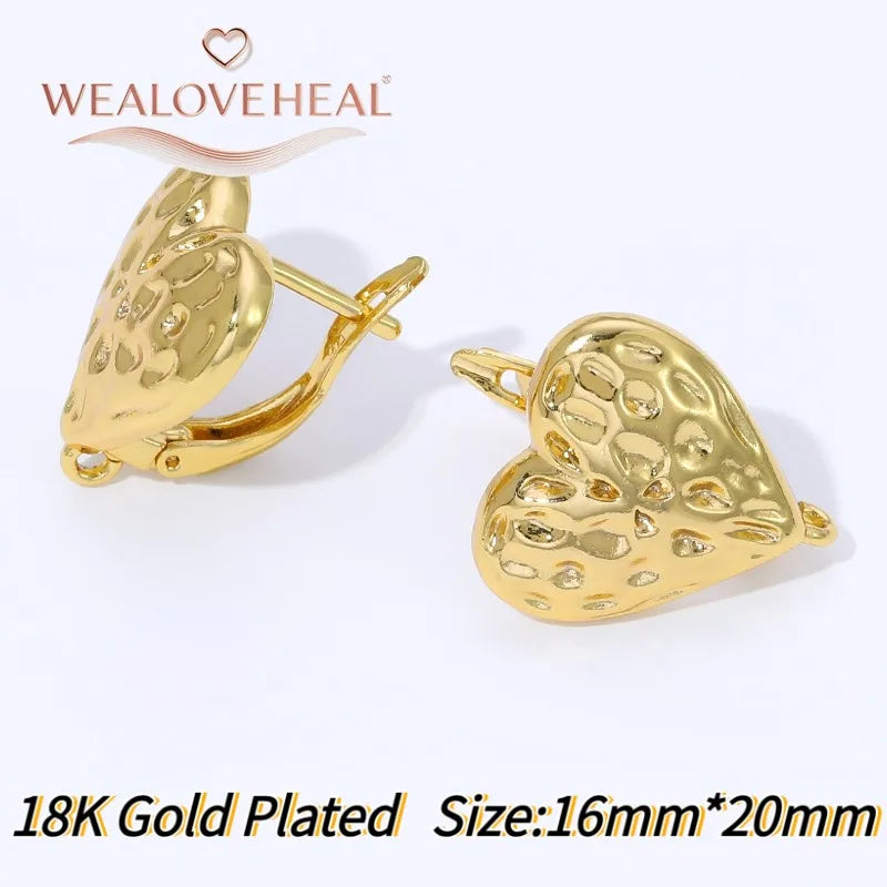 18K Gold Plated Brass Metal Leverback Earwire,Handmade DIY Earrings Findings Accessories, High Quality Heart Earring Hook Clasps