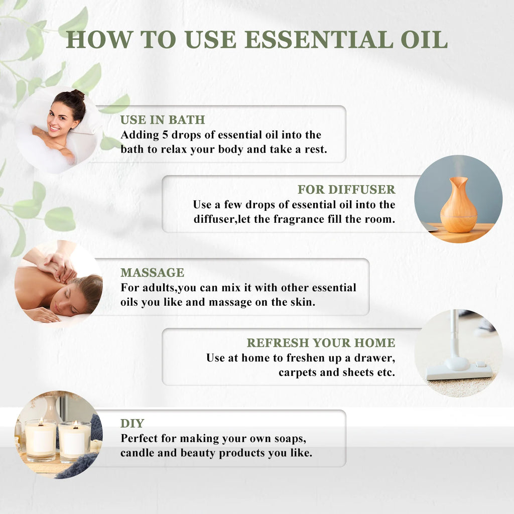 EUQEE 118ML Natural Essential Oil For Humidifier Diffuser Lemon Eucalyptus Helichrysum Copaiba Grapefruit Cedarwood Aroma Oils